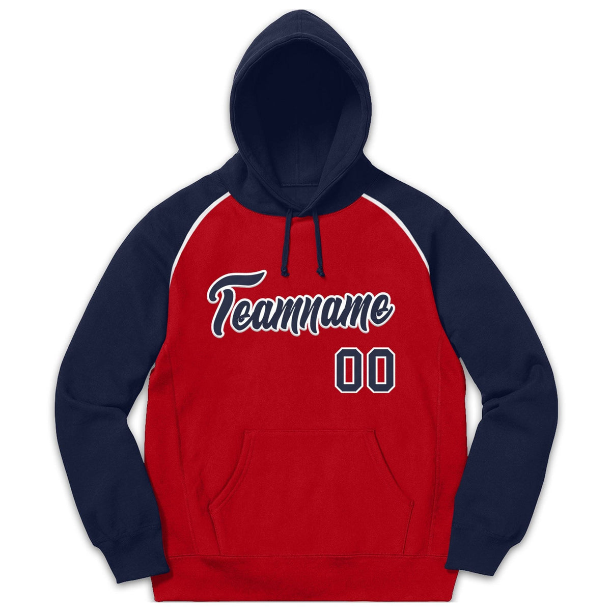 Custom Stitched Sportwear Red Navy-White Raglan Sleeves Pullover Hoodie| KXKSHOP