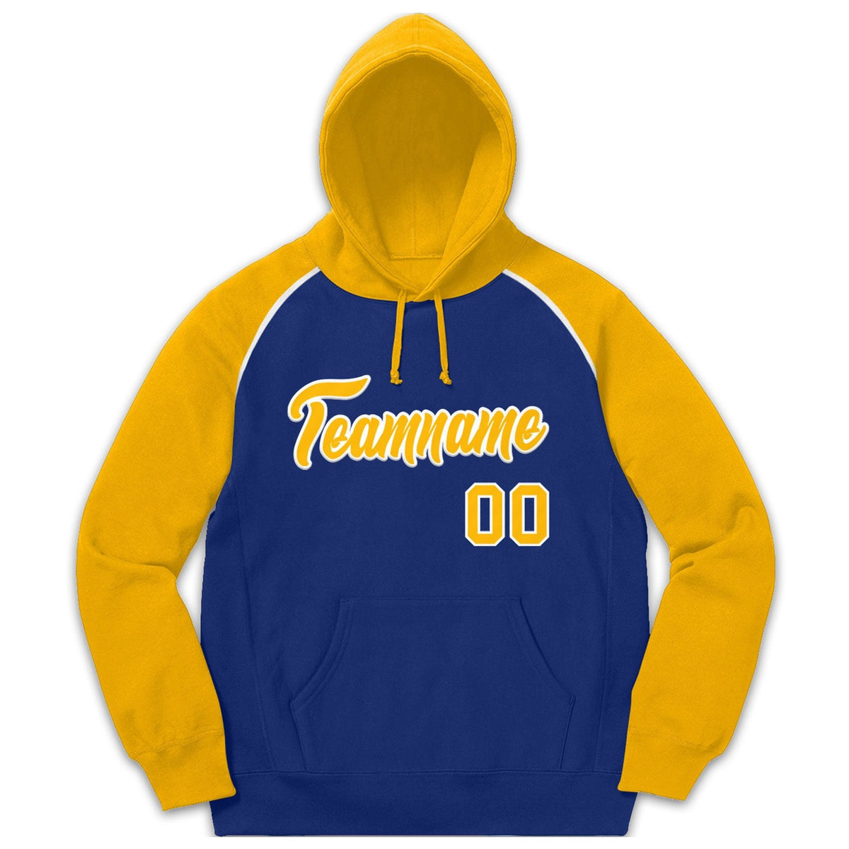 Custom Stitched Sportwear Royal Gold-White Raglan Sleeves Pullover Hoodie| KXKSHOP