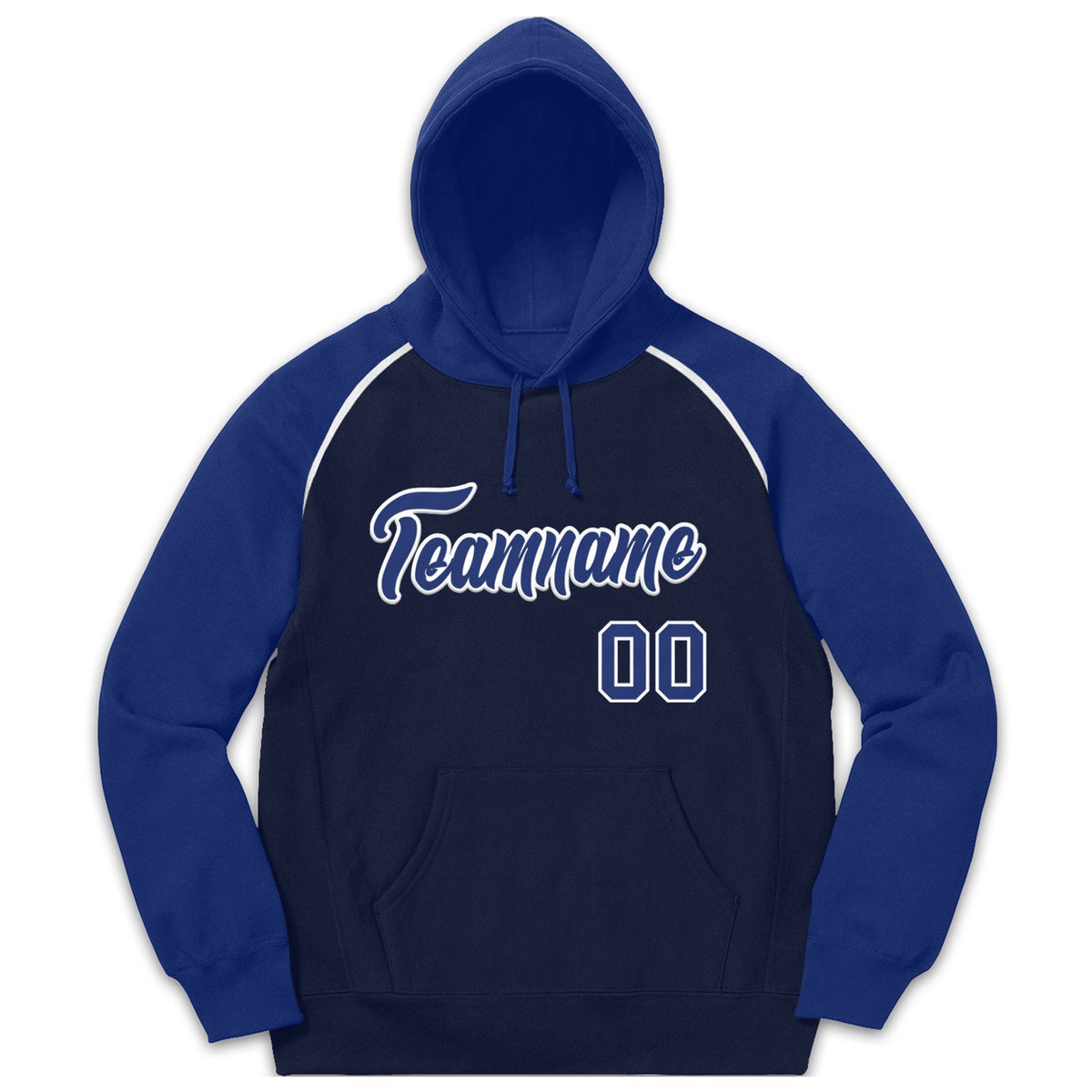 Custom Stitched Sportwear Navy Royal-White Raglan Sleeves Pullover Hoodie| KXKSHOP