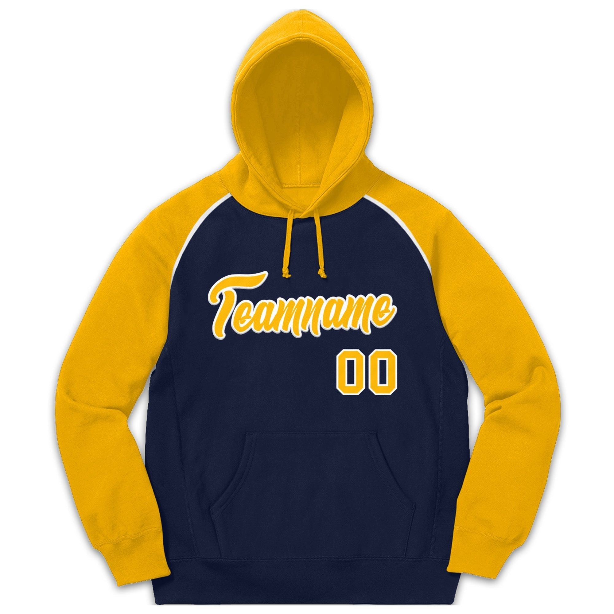 Custom Stitched Sportwear Navy Gold-White Raglan Sleeves Pullover Hoodie| KXKSHOP
