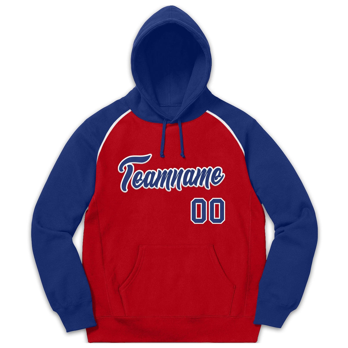 Custom Stitched Sportwear Red Royal-White Raglan Sleeves Pullover Hoodie| KXKSHOP