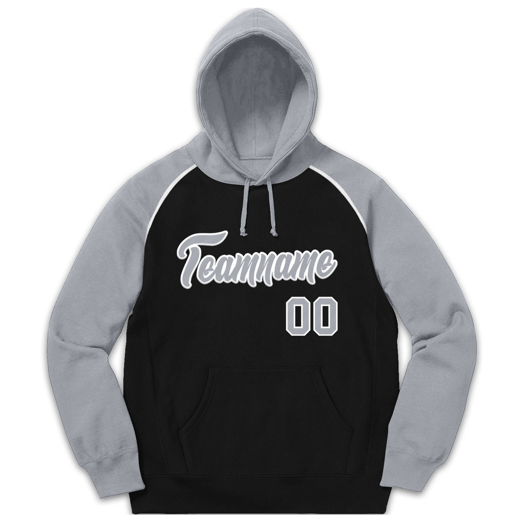 Custom Stitched Sportwear Black Gray-White Raglan Sleeves Pullover Hoodie| KXKSHOP