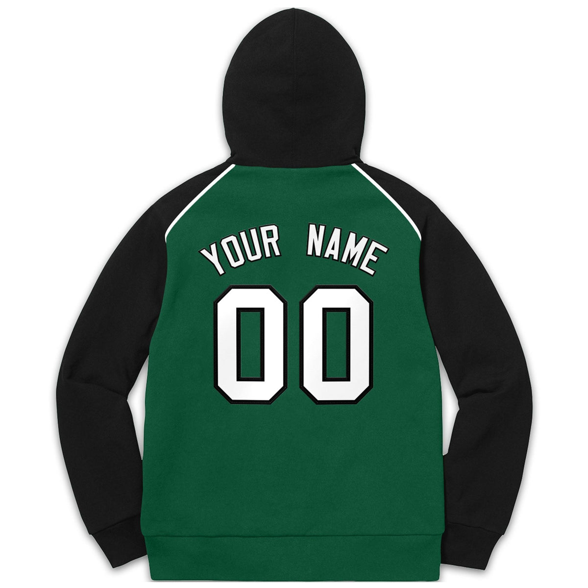 Custom Stitched Sportwear Green White-Black Raglan Sleeves Pullover Hoodie| KXKSHOP