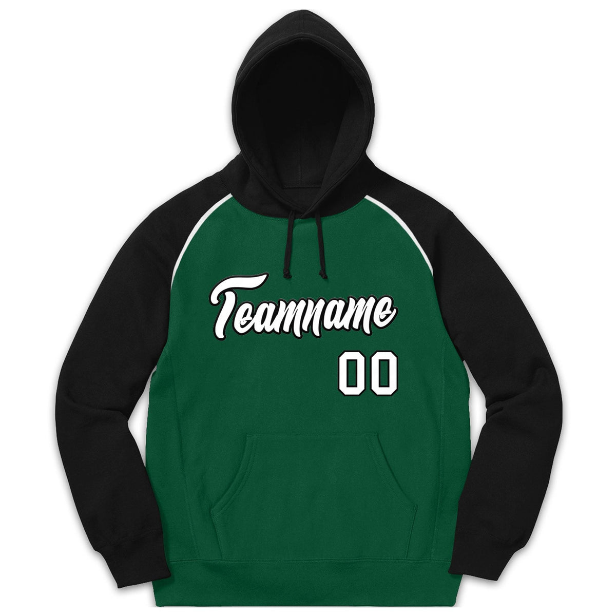 Custom Stitched Sportwear Green White-Black Raglan Sleeves Pullover Hoodie| KXKSHOP