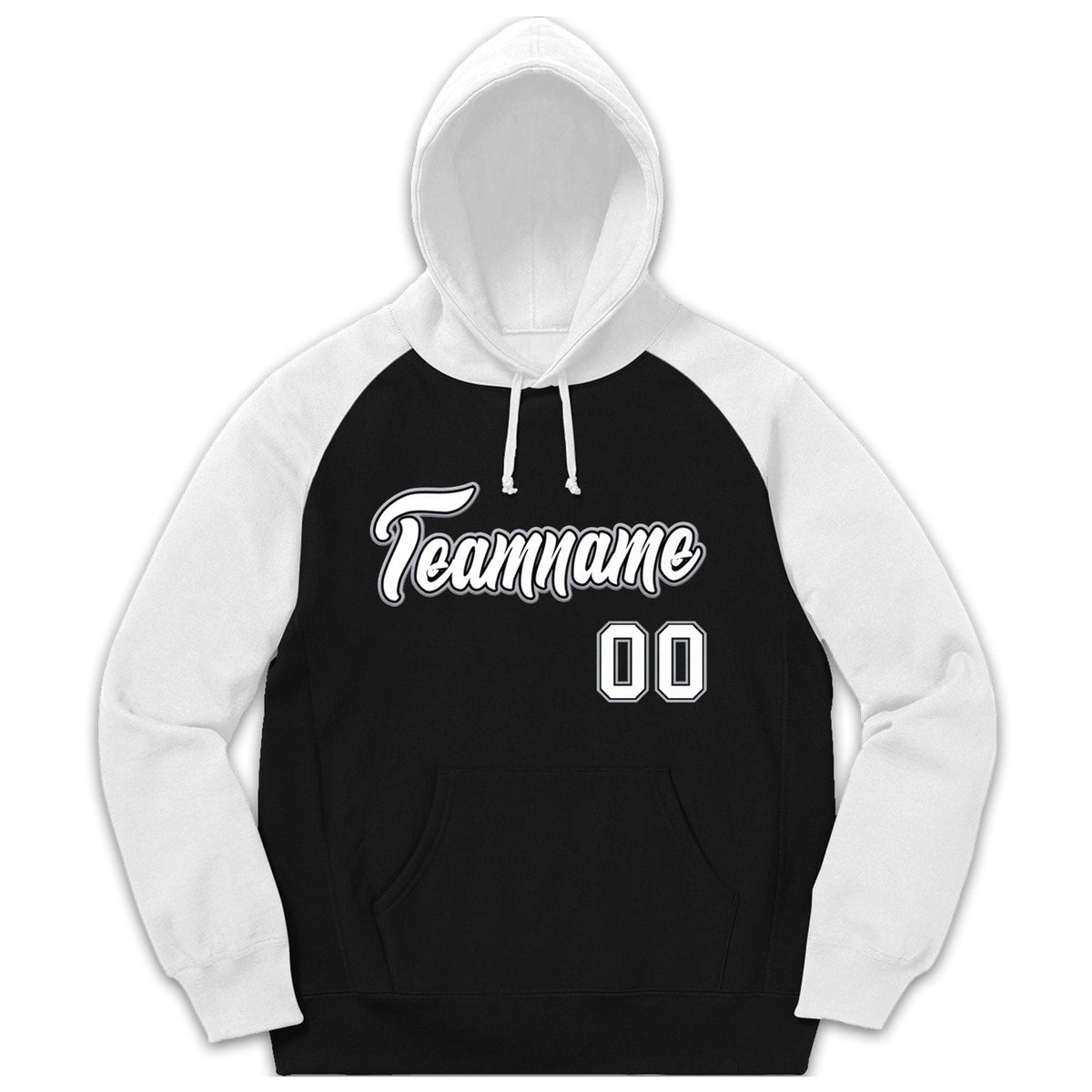 Custom Stitched Sportwear Black White-Gray Raglan Sleeves Pullover Hoodie| KXKSHOP