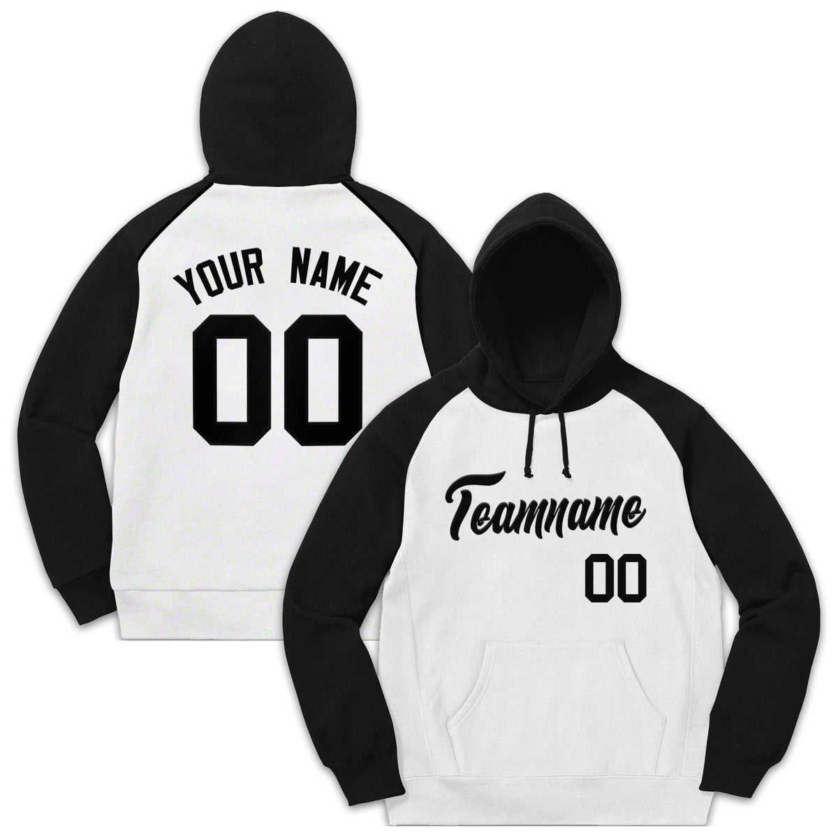 Custom Stitched Sportwear White Black Raglan Sleeves Pullover Hoodie| KXKSHOP