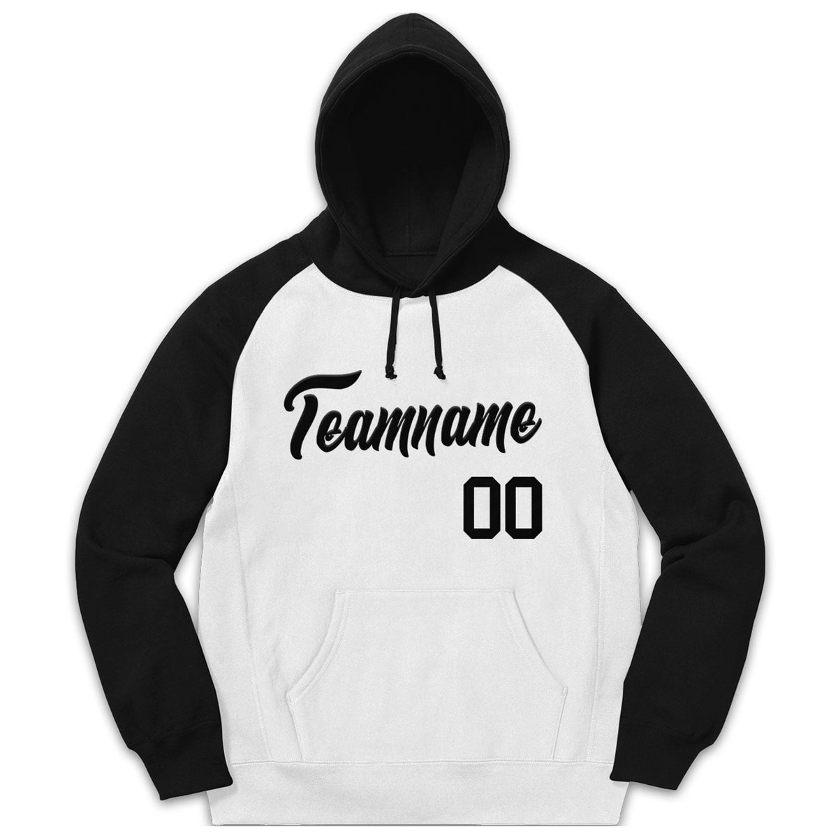 Custom Stitched Sportwear White Black Raglan Sleeves Pullover Hoodie| KXKSHOP