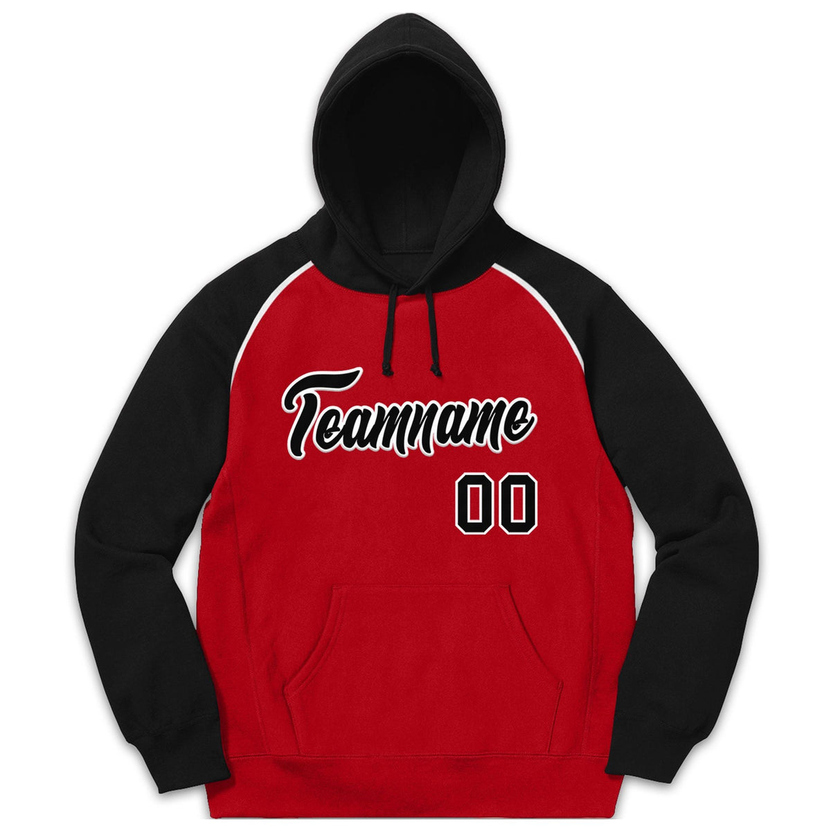 Custom Stitched Sportwear Red Black-White Raglan Sleeves Pullover Hoodie| KXKSHOP