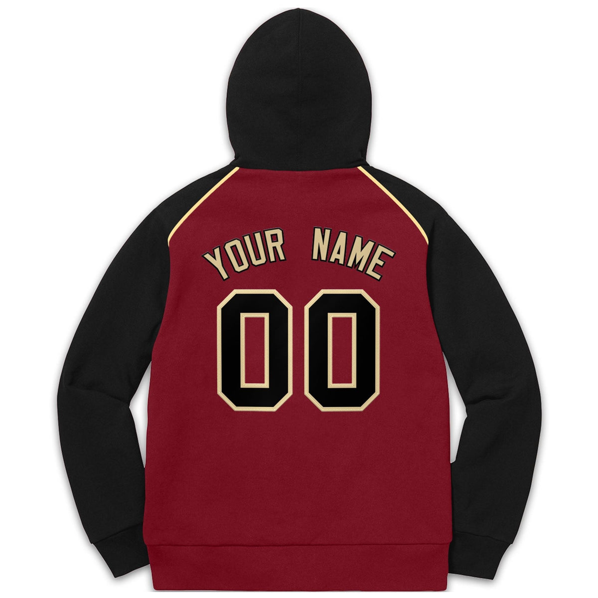 Custom Stitched Sportwear Crimson Black-Khaki Raglan Sleeves Pullover Hoodie| KXKSHOP