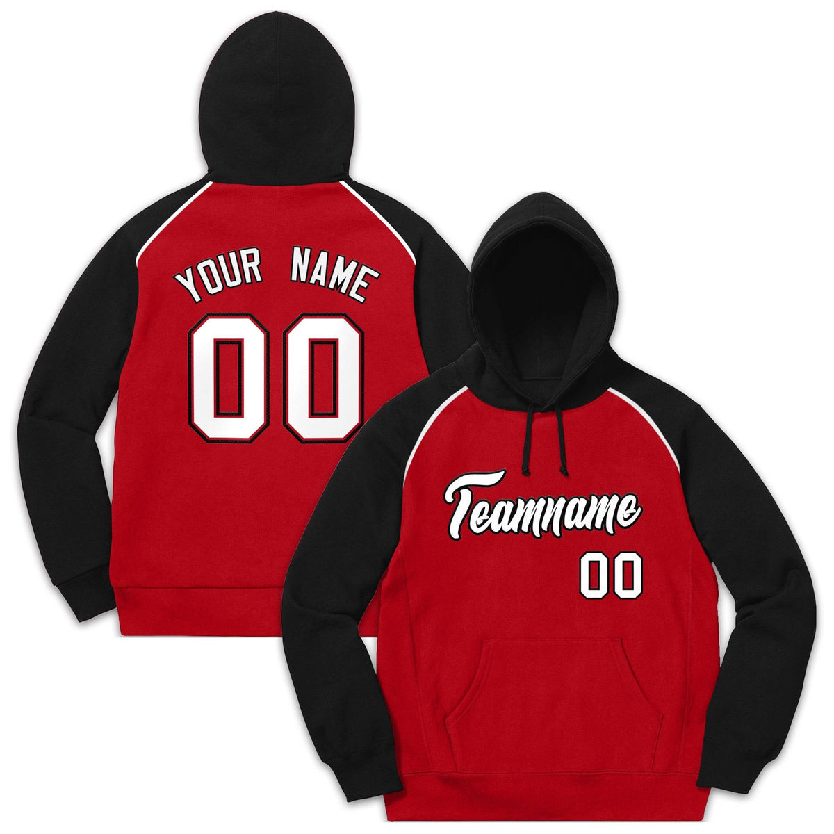 Custom Stitched Sportwear Red White-Black Raglan Sleeves Pullover Hoodie| KXKSHOP