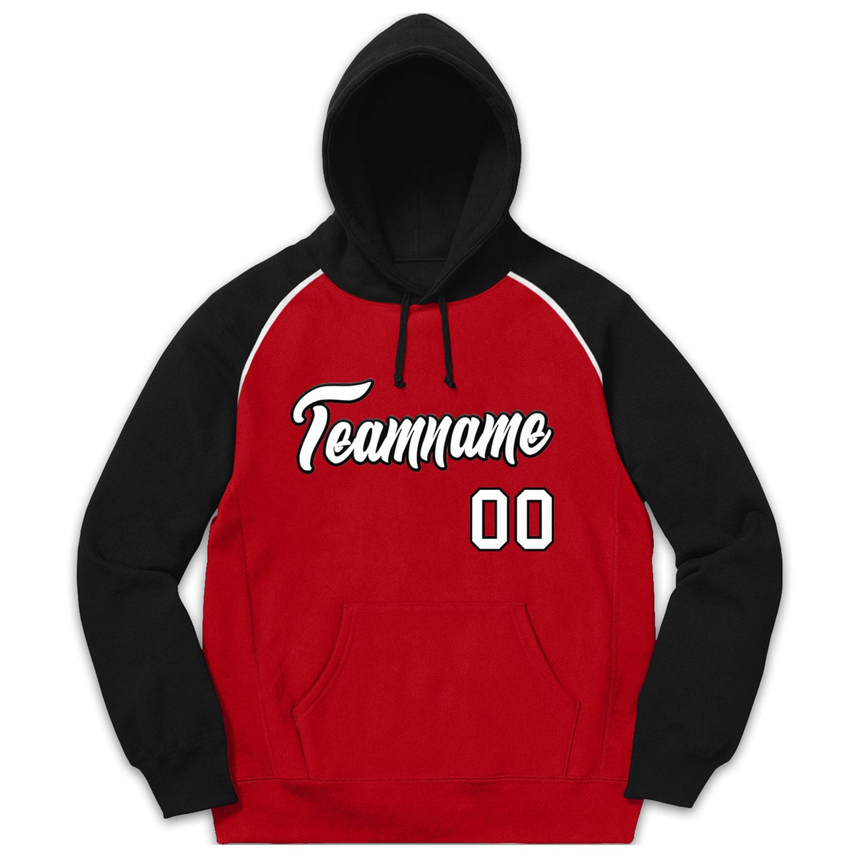 Custom Stitched Sportwear Red White-Black Raglan Sleeves Pullover Hoodie| KXKSHOP