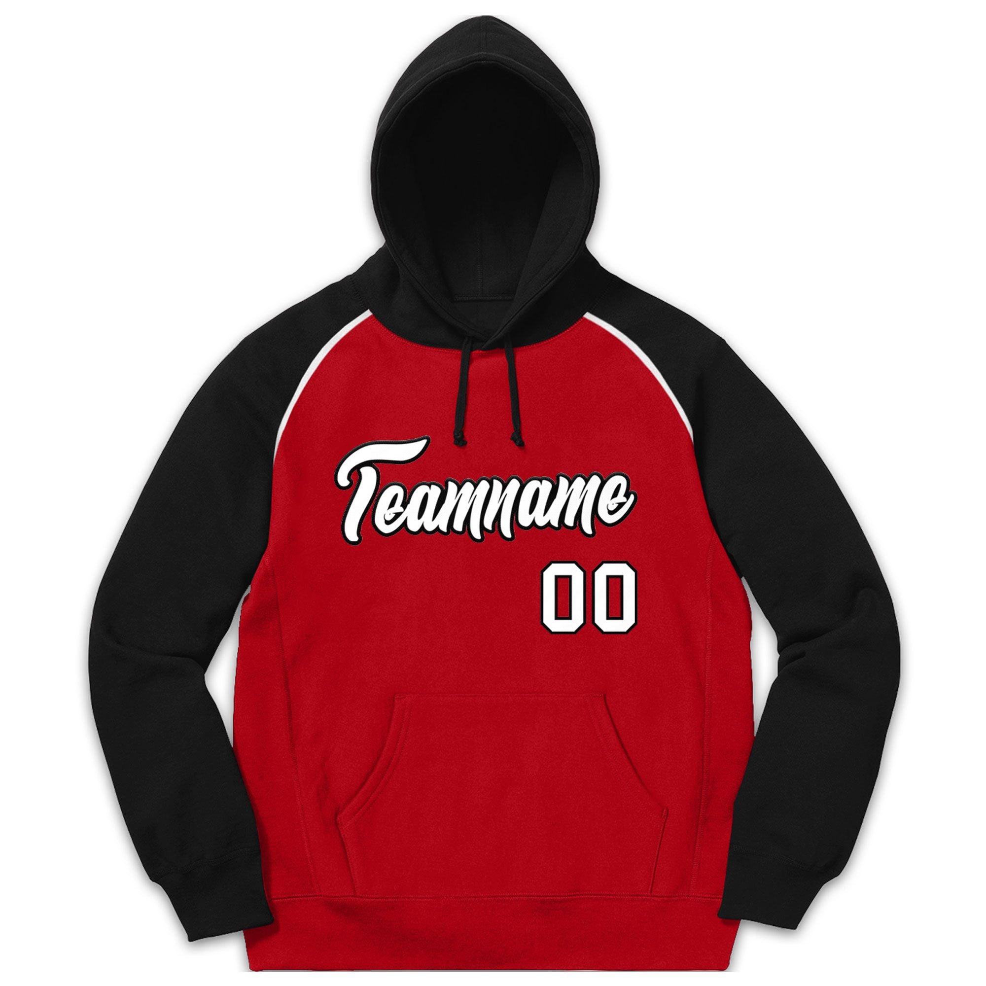 Custom Stitched Sportwear Red White-Black Raglan Sleeves Pullover Hoodie| KXKSHOP