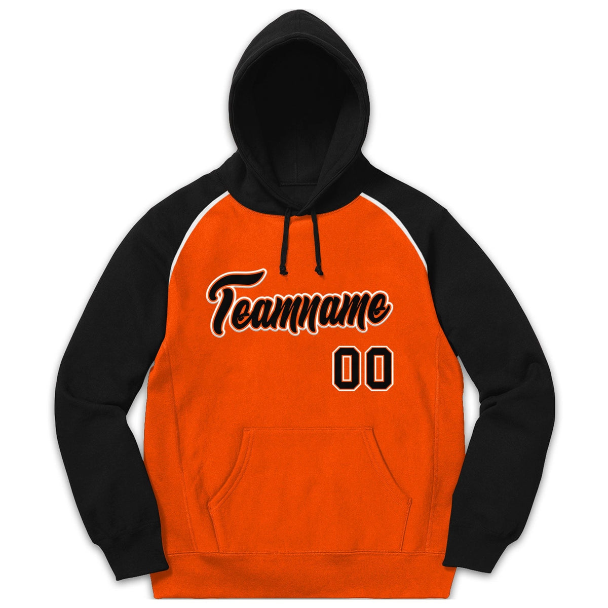 Custom Stitched Sportwear Orange Black-White Raglan Sleeves Pullover Hoodie| KXKSHOP