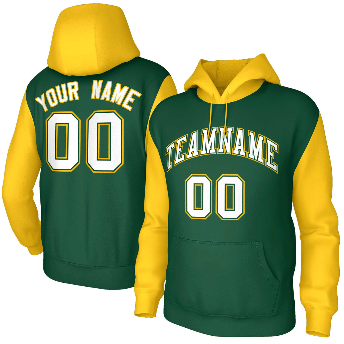 Custom Green White-Green Raglan Sleeves Stitched Sportwear Pullover Hoodie| KXKSHOP