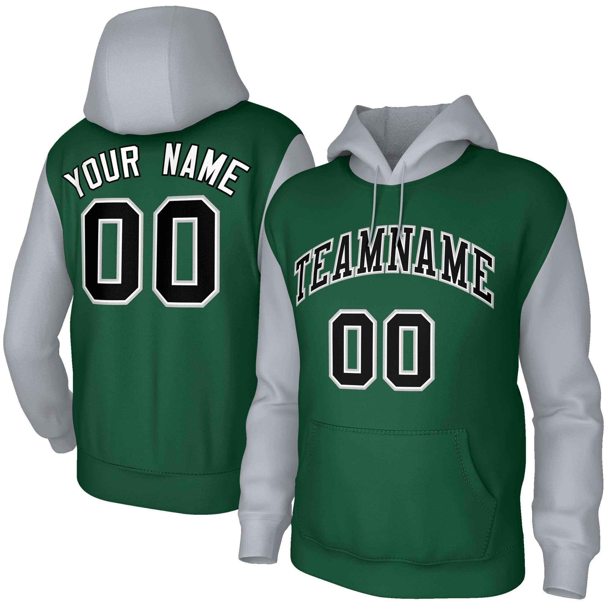 Custom Green Black-White Raglan Sleeves Stitched Sportwear Pullover Hoodie| KXKSHOP