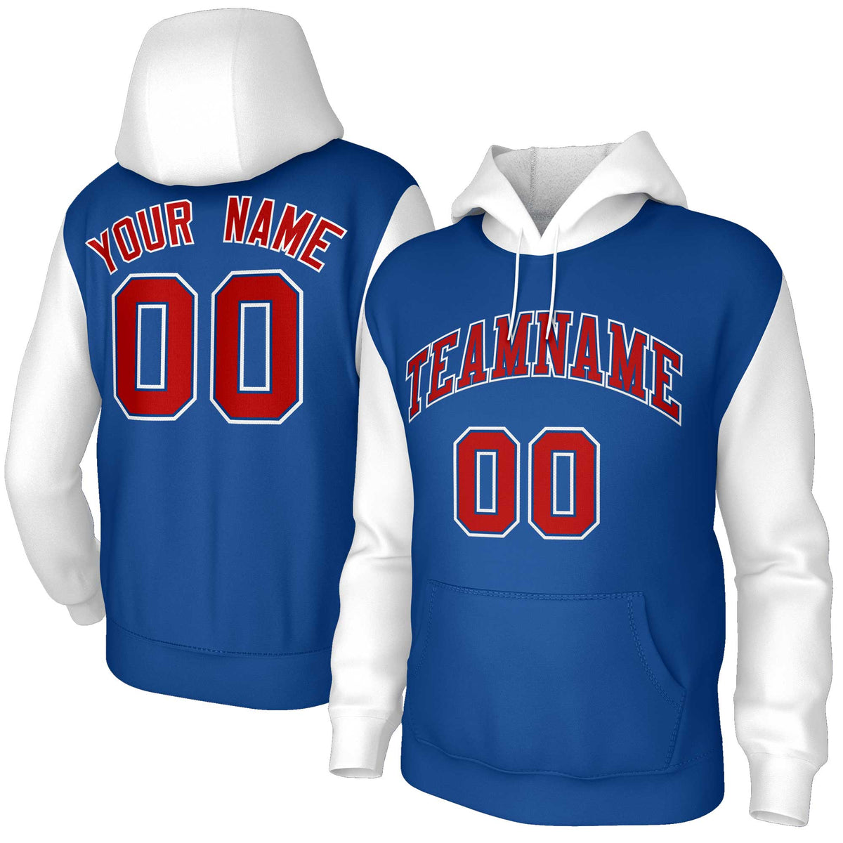 Custom Royal Red-Royal Raglan Sleeves Stitched Sportwear Pullover Hoodie| KXKSHOP