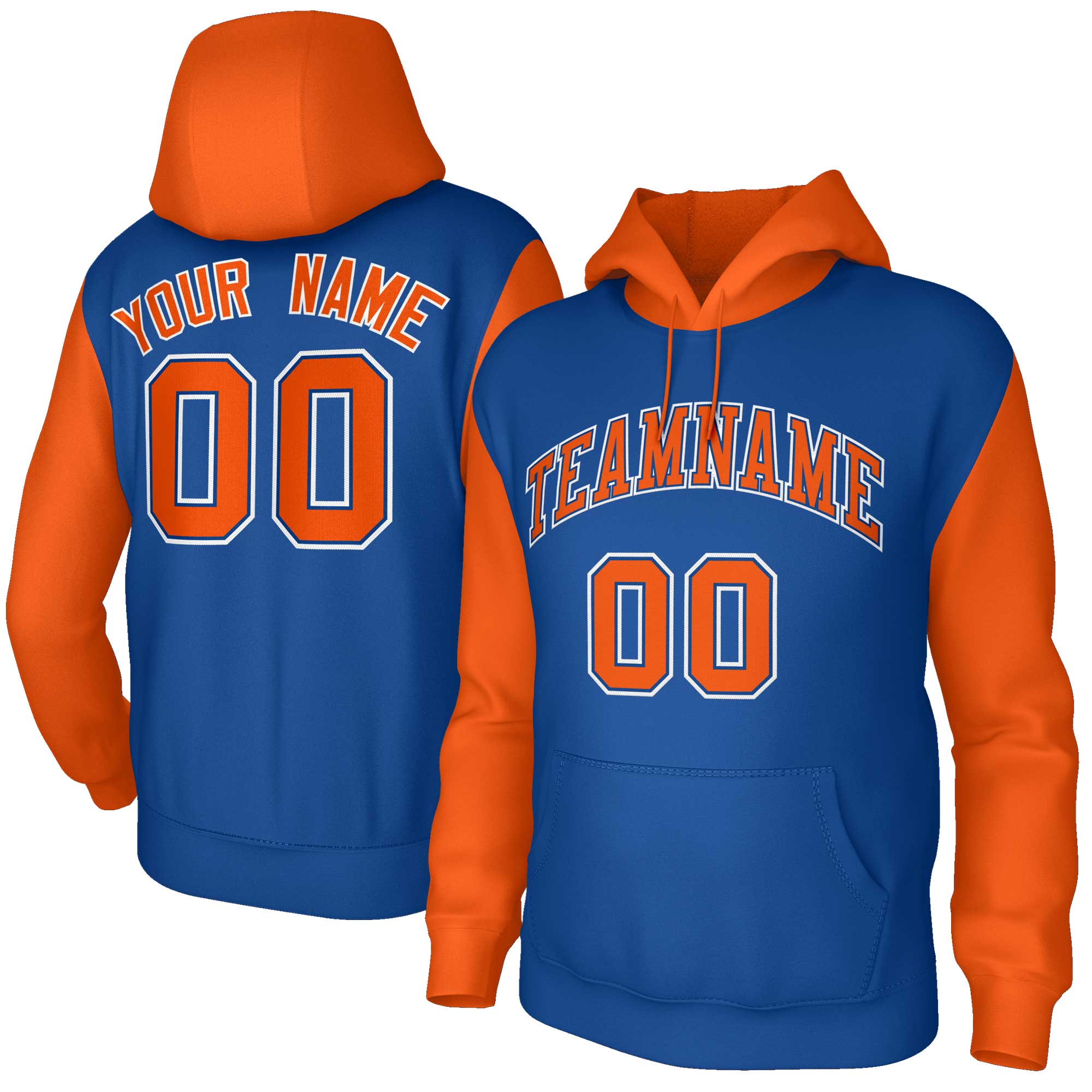 Custom Royal Orange-Royal Raglan Sleeves Stitched Sportwear Pullover Hoodie| KXKSHOP