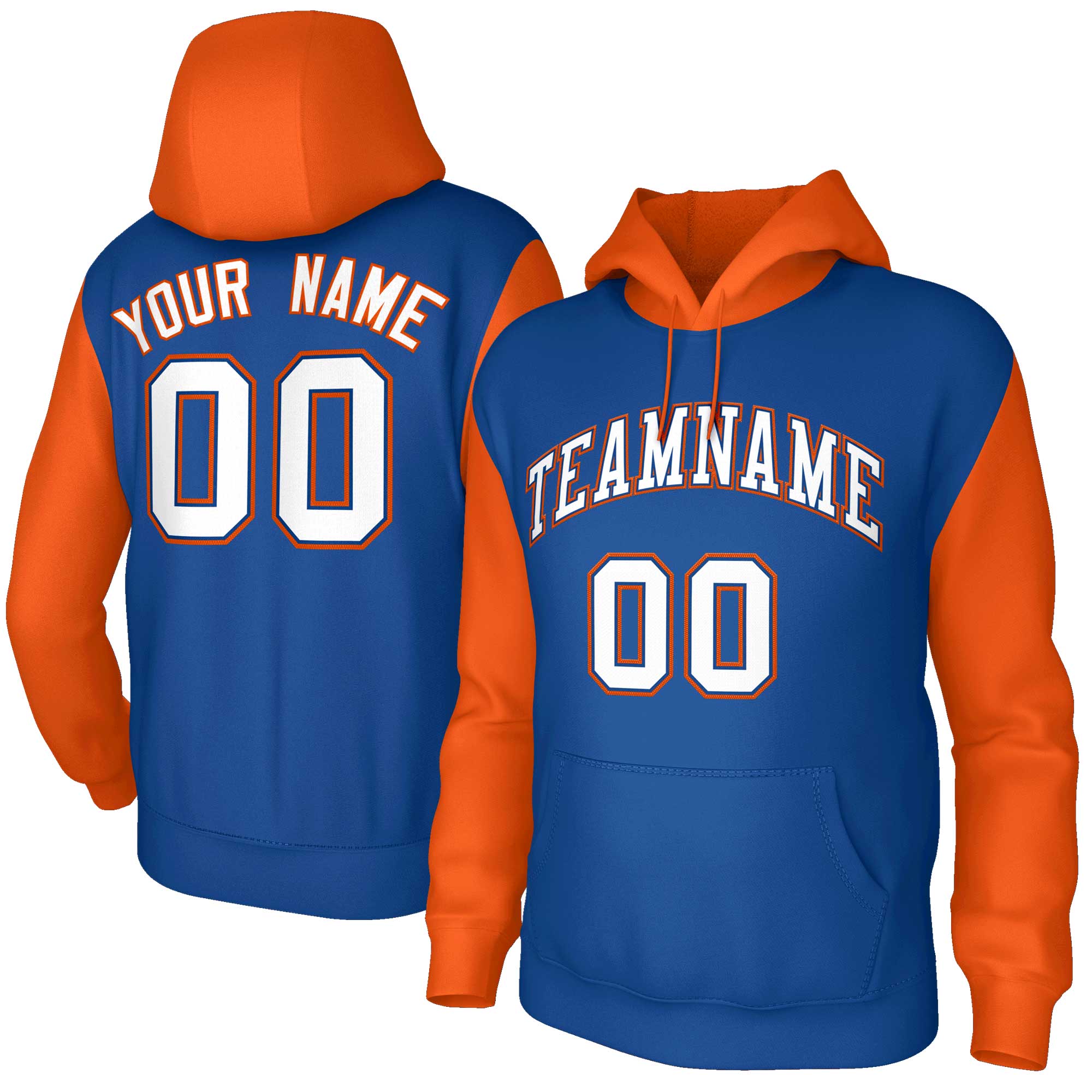 Custom Royal White-Royal Raglan Sleeves Stitched Sportwear Pullover Hoodie| KXKSHOP
