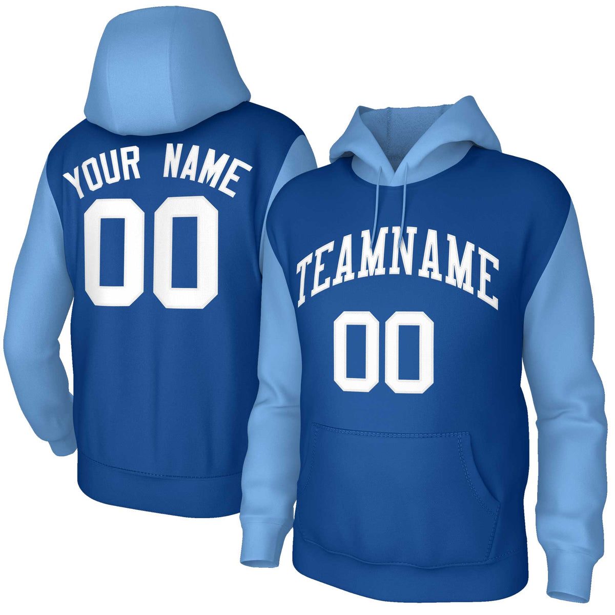 Custom Royal White-Raglan Sleeves Stitched Sportwear Pullover Hoodie| KXKSHOP