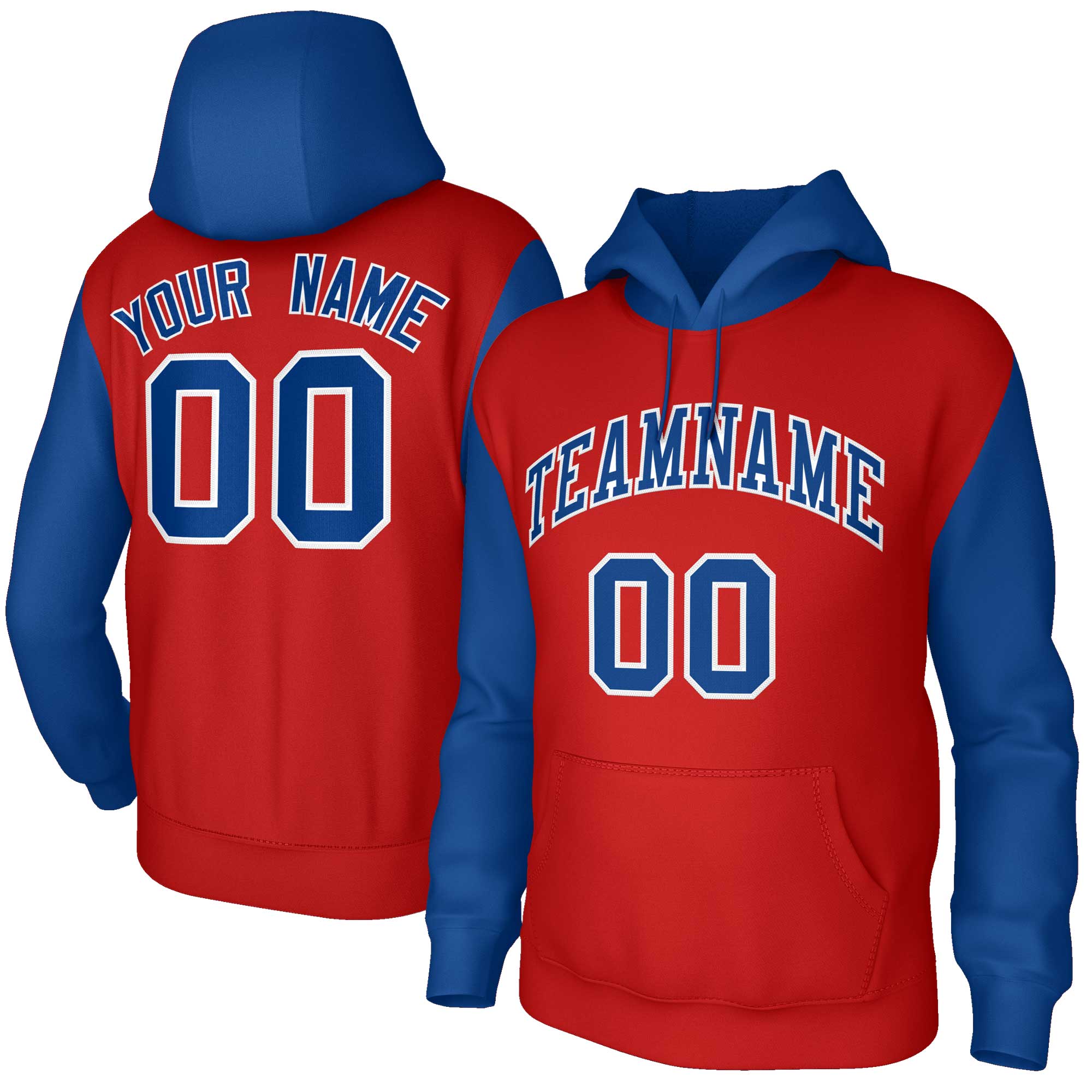 Custom Red Royal-Red Raglan Sleeves Stitched Sportwear Pullover Hoodie| KXKSHOP