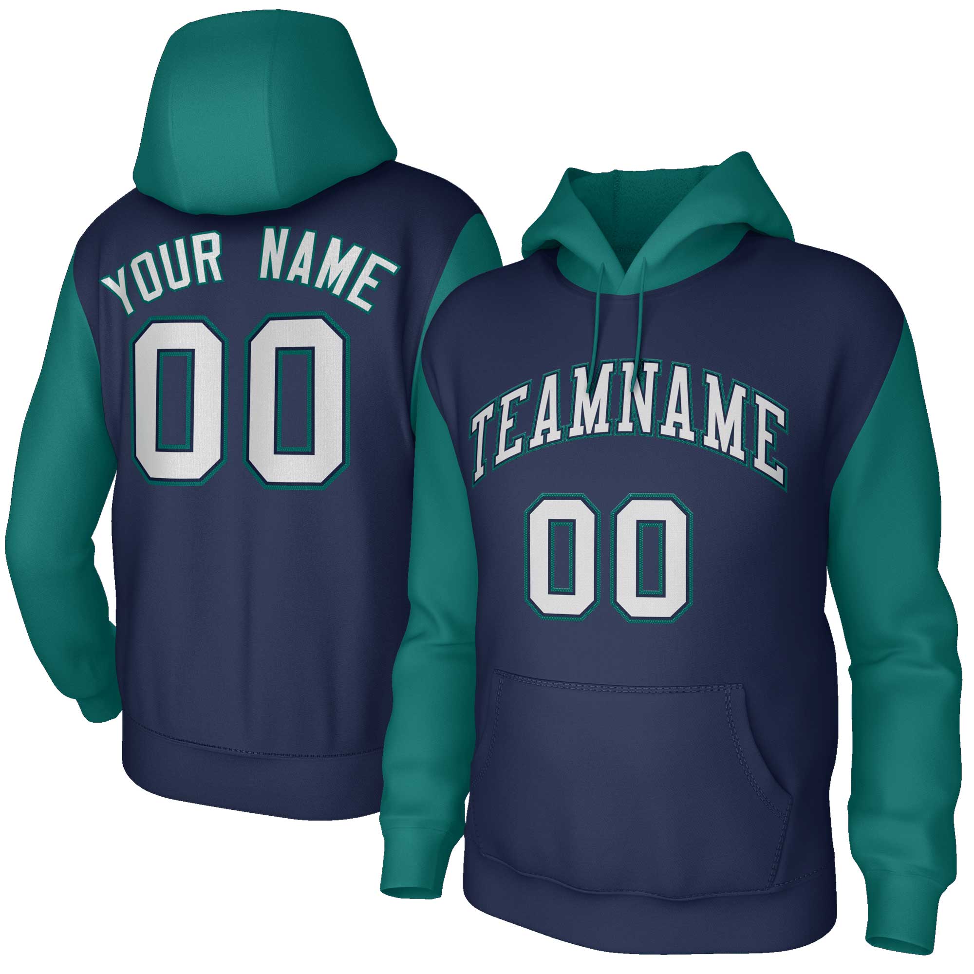 Custom Navy Gray-Navy Raglan Sleeves Stitched Sportwear Pullover Hoodie| KXKSHOP