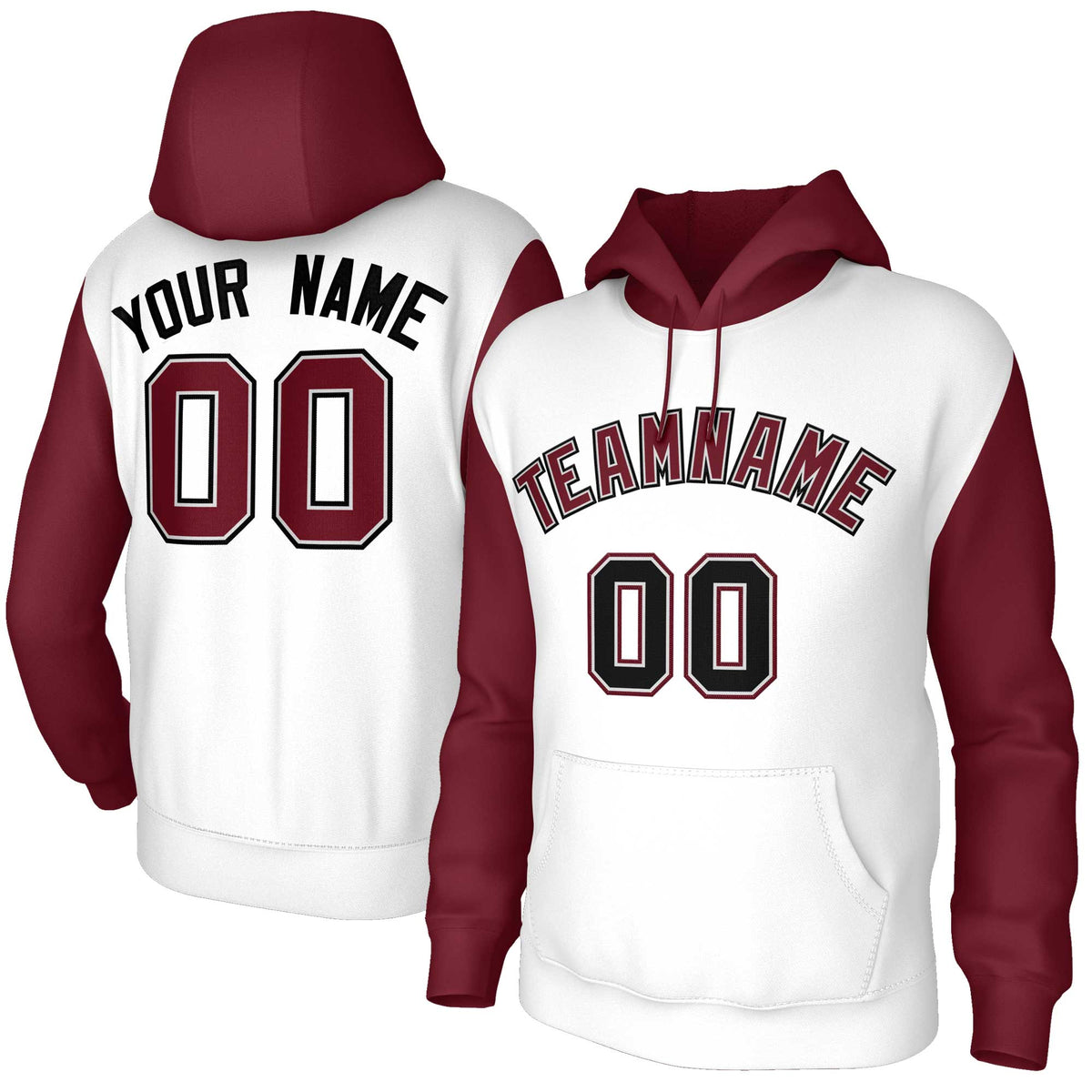 Custom White Crimson-Gray Raglan Sleeves Stitched Sportwear Pullover Hoodie| KXKSHOP