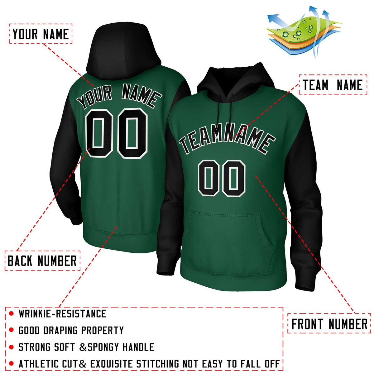 Custom Personalized Pullover Hoodies with Raglan Sleeves for Men and Youth| KXKSHOP