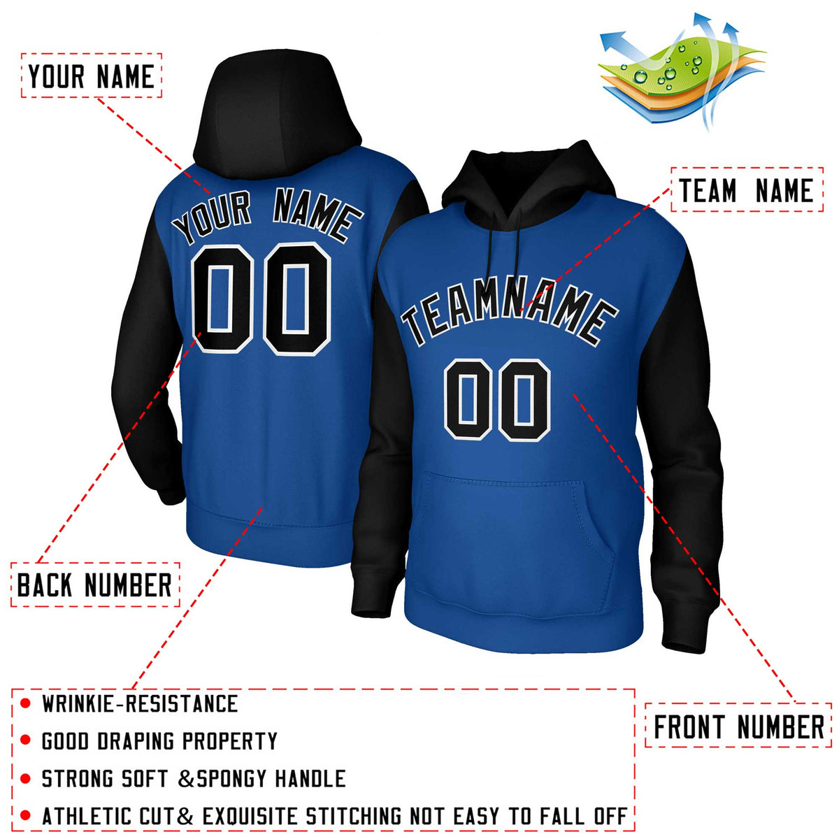 Custom Personalized Pullover Stitched Hoodies with Raglan Sleeves| KXKSHOP