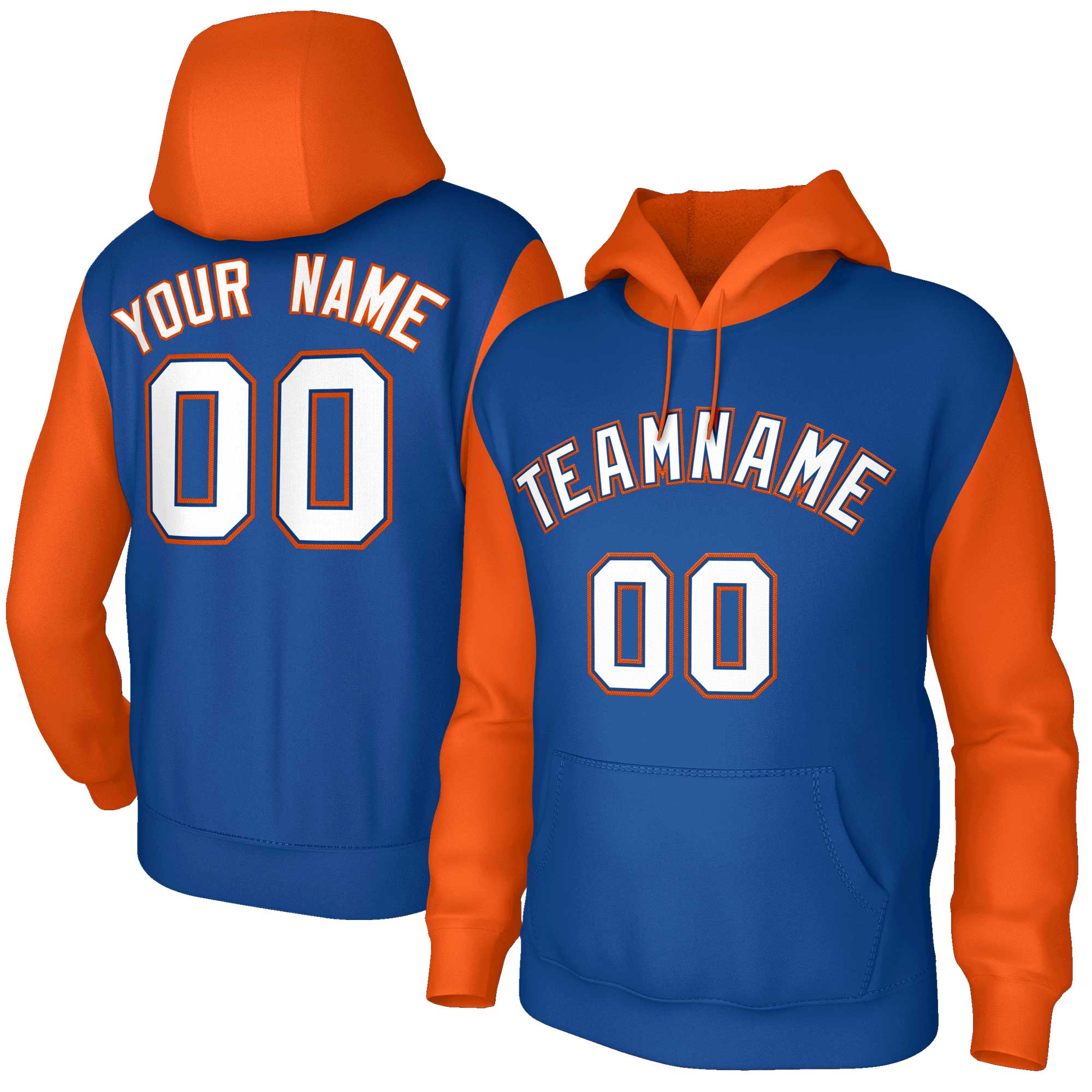 Custom Royal White-Royal Raglan Sleeves Stitched Sportwear Pullover Hoodie| KXKSHOP