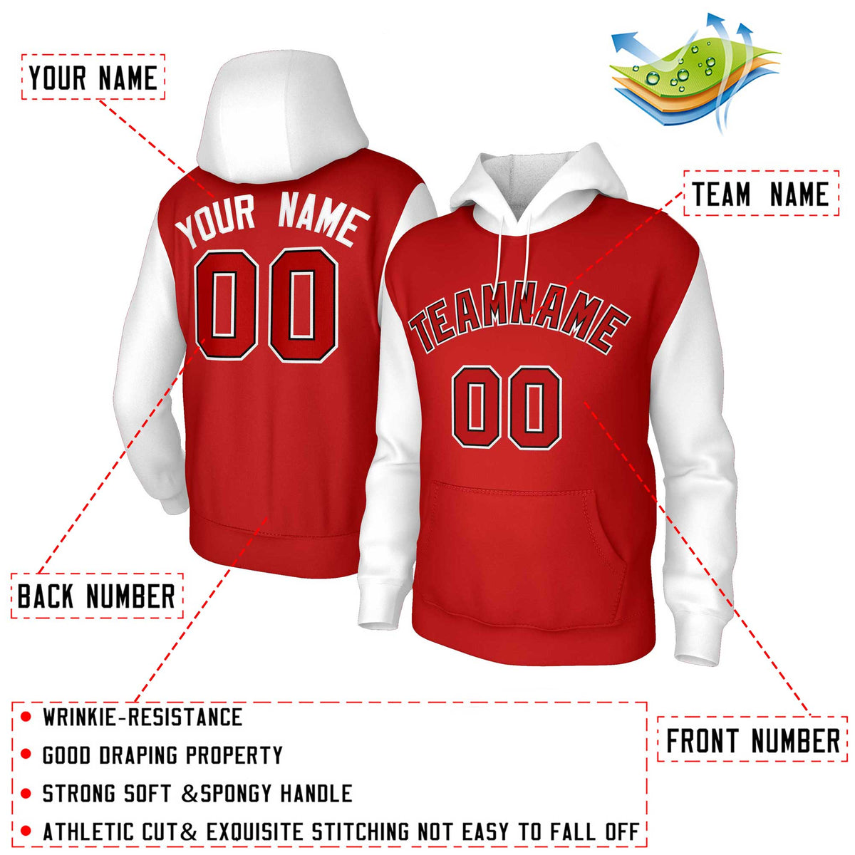 Custom Personalized Pullover Stitched Hoodies with Raglan Sleeves| KXKSHOP