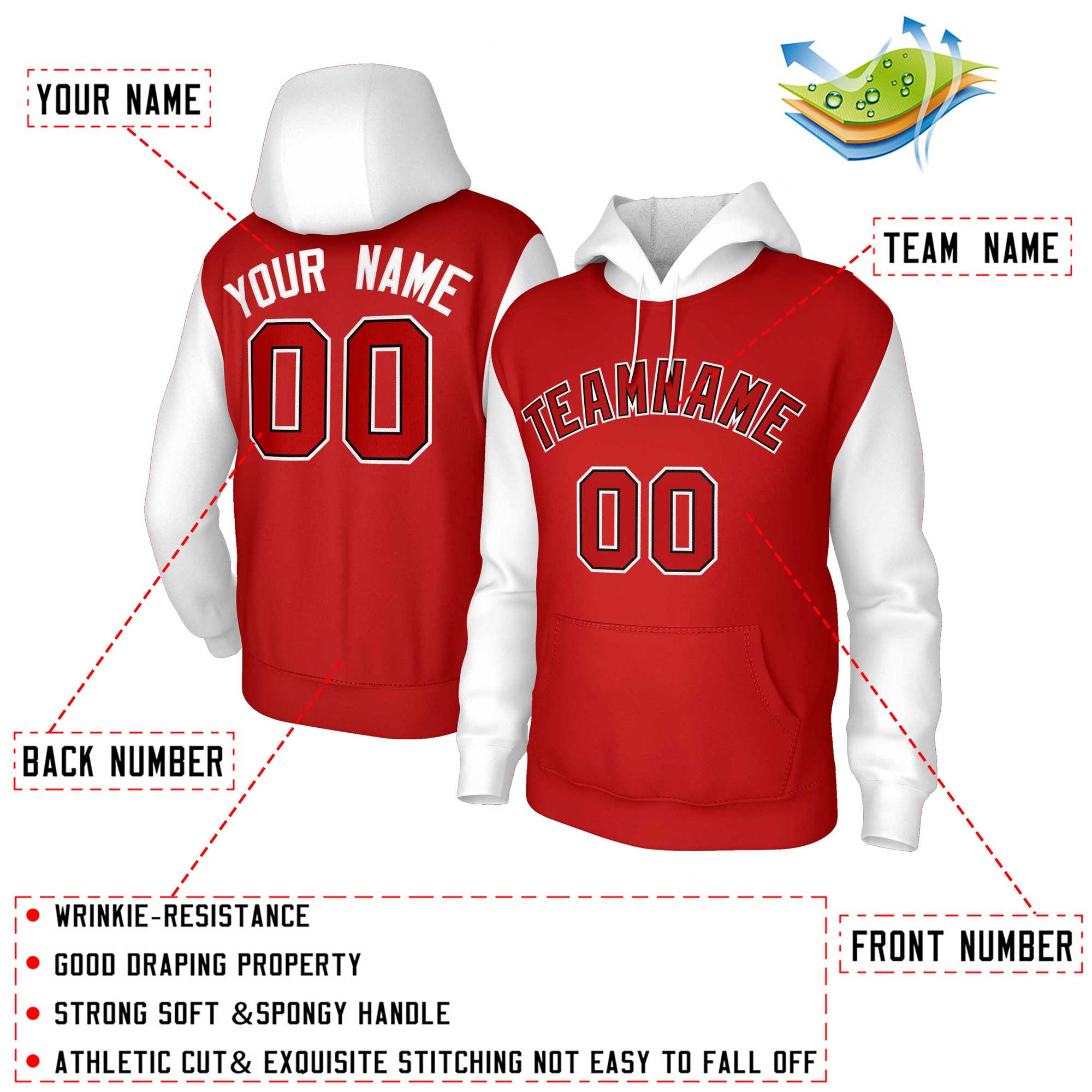 Custom Personalized Pullover Stitched Hoodies with Raglan Sleeves| KXKSHOP