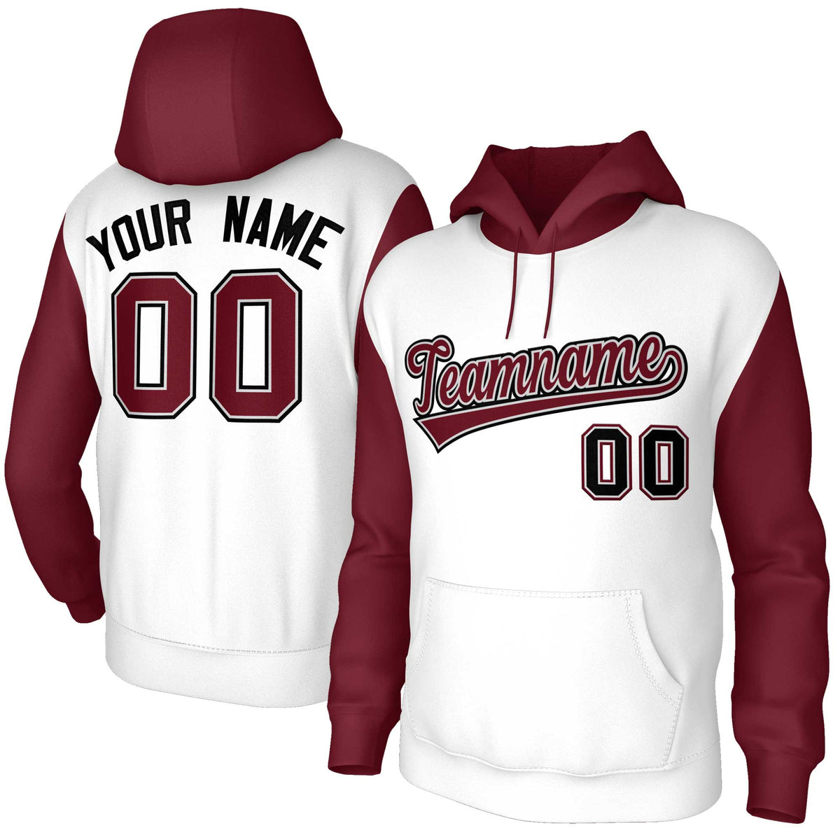 Custom White Crimson-Gray Raglan Sleeves Stitched Sportwear Pullover Hoodie| KXKSHOP