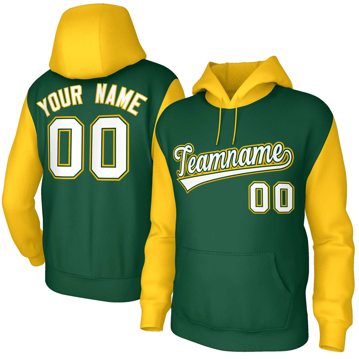 Custom Green White-Green Raglan Sleeves Stitched Sportwear Pullover Hoodie| KXKSHOP