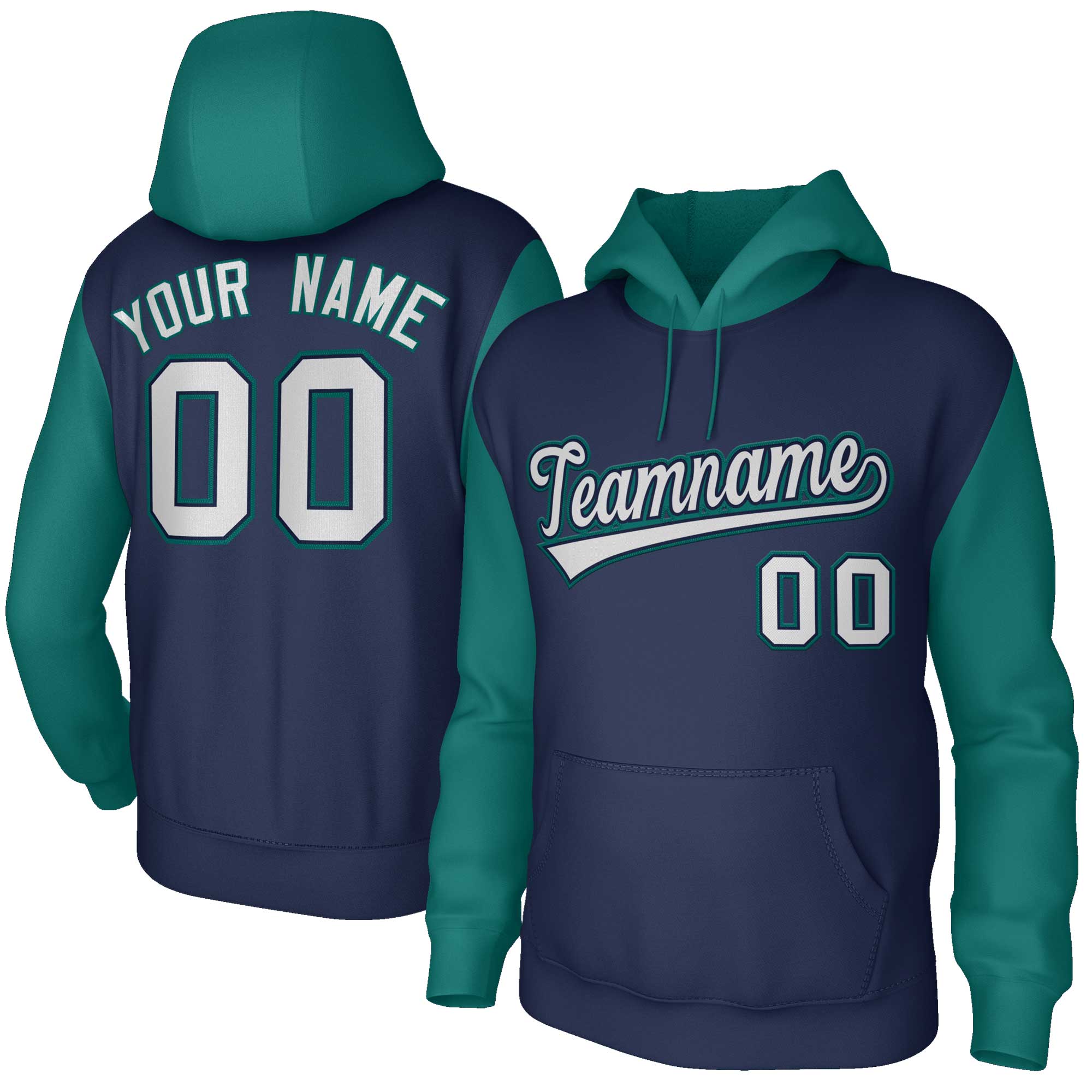 Custom Navy Gray-Navy Raglan Sleeves Stitched Sportwear Pullover Hoodie| KXKSHOP