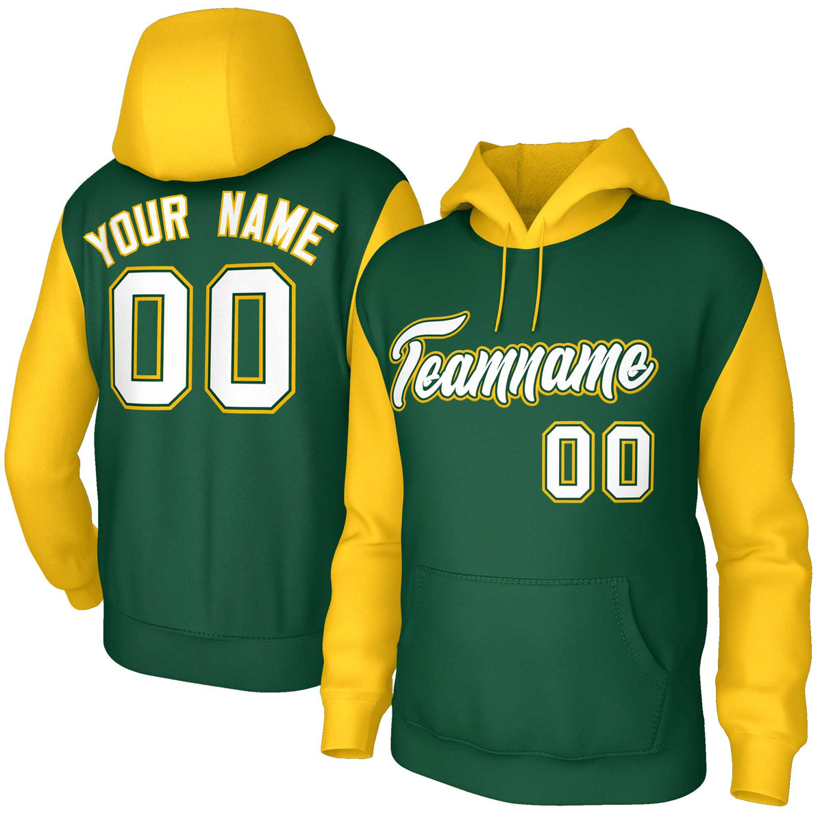 Custom Green White-Green Raglan Sleeves Stitched Sportwear Pullover Hoodie| KXKSHOP