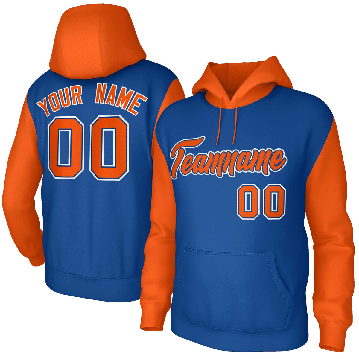 Custom Royal Orange-Royal Raglan Sleeves Stitched Sportwear Pullover Hoodie| KXKSHOP