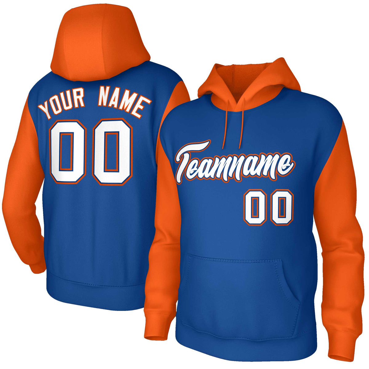 Custom Royal White-Royal Raglan Sleeves Stitched Sportwear Pullover Hoodie| KXKSHOP