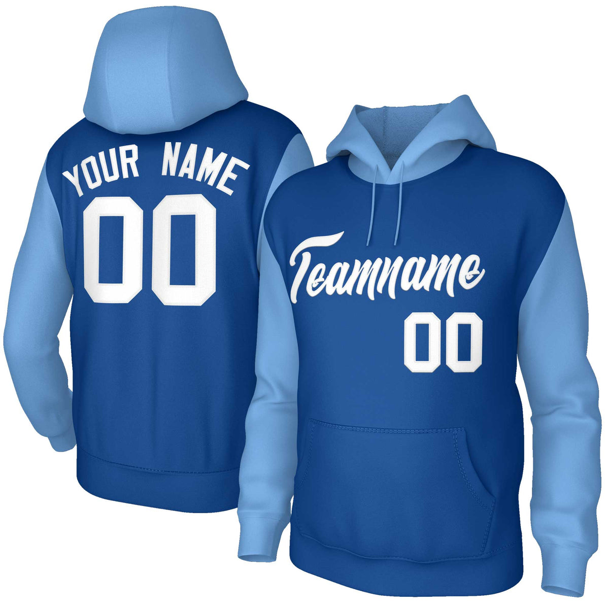 Custom Royal White-Raglan Sleeves Stitched Sportwear Pullover Hoodie| KXKSHOP