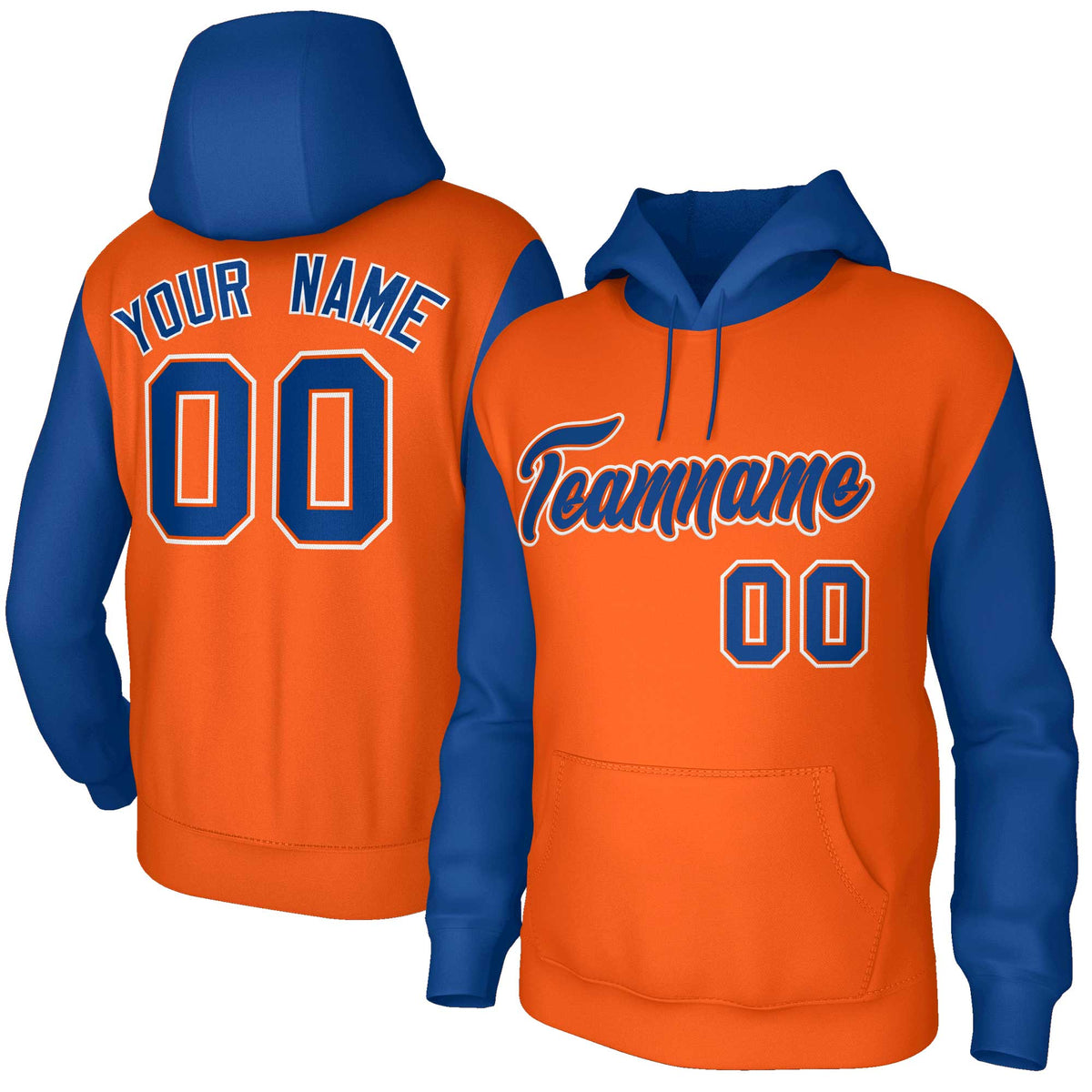 Custom Orange Royal-Orange Raglan Sleeves Stitched Sportwear Pullover Hoodie| KXKSHOP