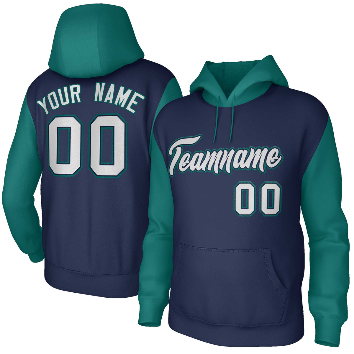 Custom Navy Gray-Navy Raglan Sleeves Stitched Sportwear Pullover Hoodie| KXKSHOP