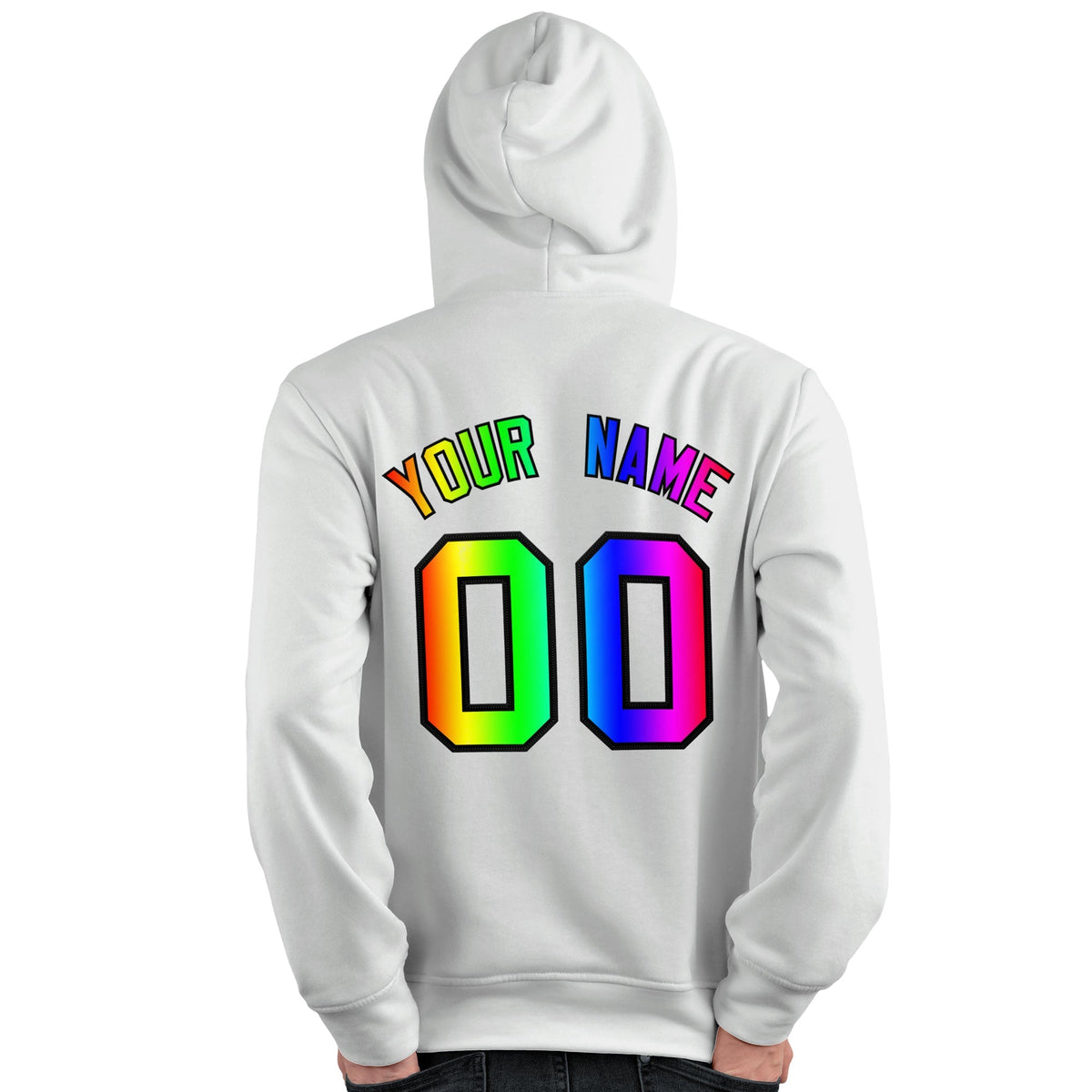 Custom White Personalized Rainbow Color Font Team Pullover Sweatshirt Hoodie| KXKSHOP
