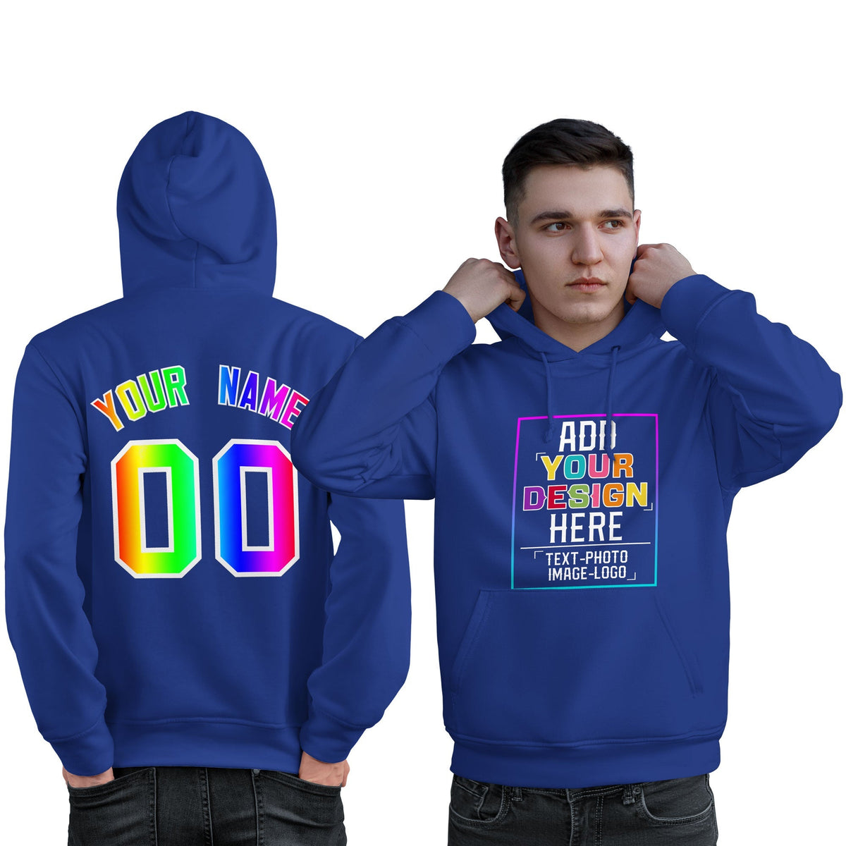 Custom Royal Personalized Rainbow Color Font Team Pullover Sweatshirt Hoodie| KXKSHOP