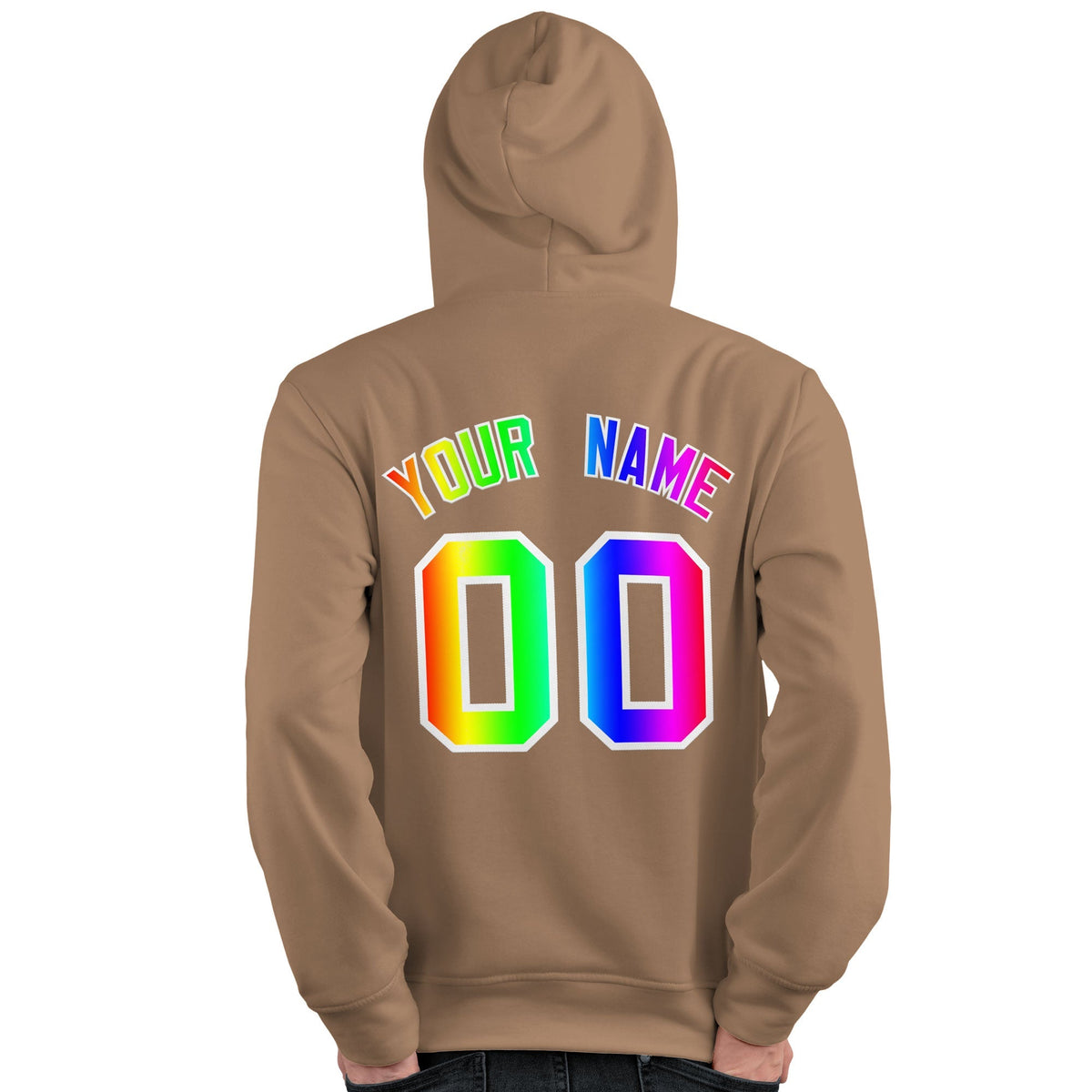 Custom Brown Personalized Rainbow Color Font Team Pullover Sweatshirt Hoodie| KXKSHOP