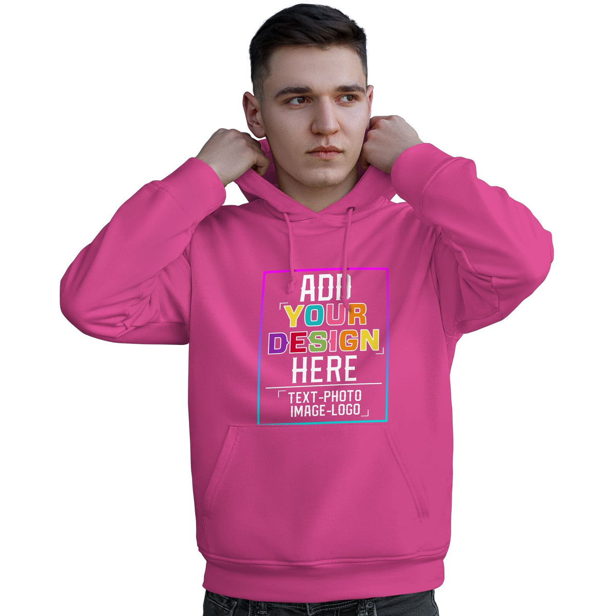 Custom Pink Personalized Rainbow Color Font Team Pullover Sweatshirt Hoodie| KXKSHOP