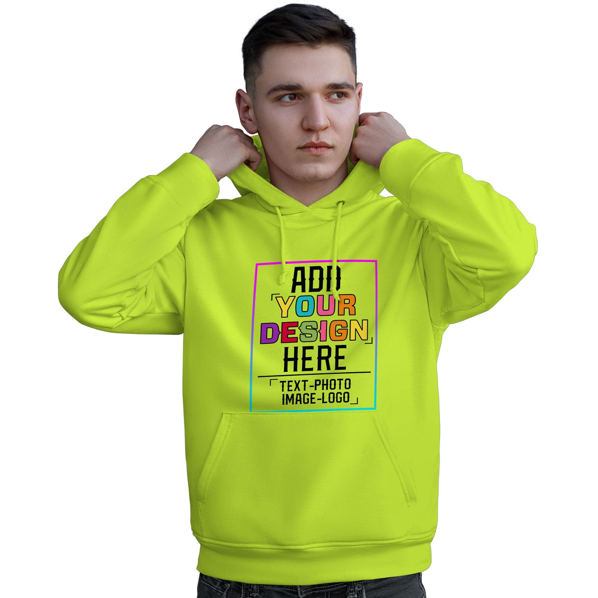 Custom Neon Green Personalized Rainbow Color Font Team Pullover Sweatshirt Hoodie| KXKSHOP