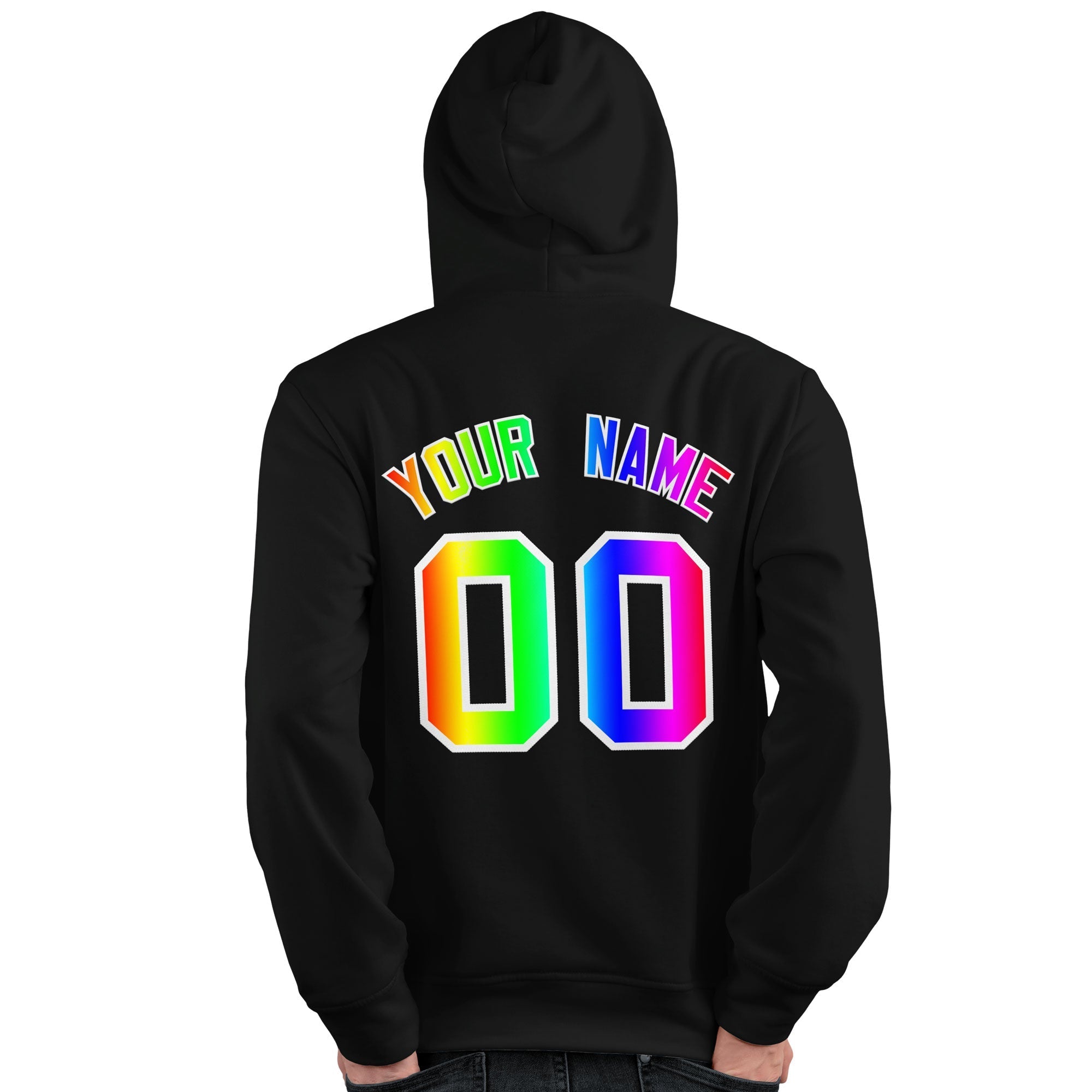 Custom Black Personalized Rainbow Color Font Team Pullover Sweatshirt Hoodie| KXKSHOP