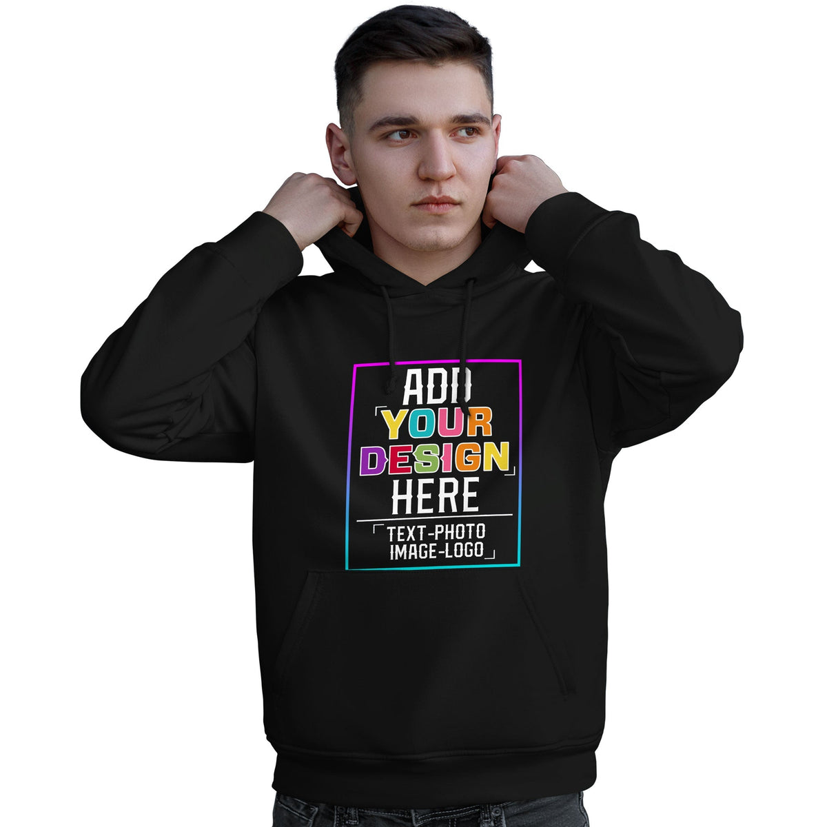 Custom Black Personalized Rainbow Color Font Team Pullover Sweatshirt Hoodie| KXKSHOP