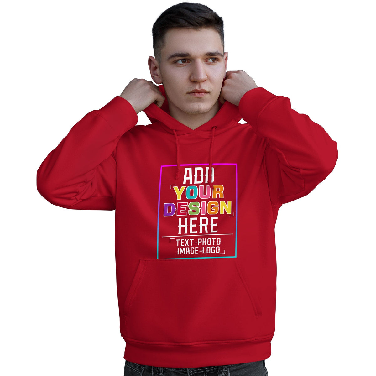Custom Red Personalized Rainbow Color Font Team Pullover Sweatshirt Hoodie| KXKSHOP