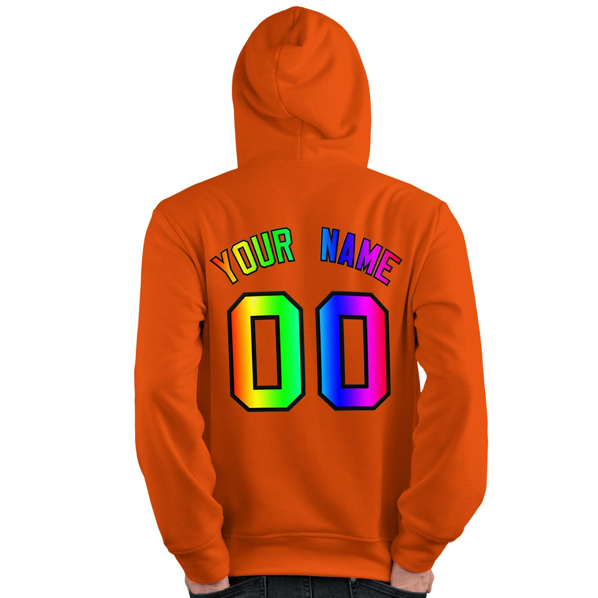Custom Orange Personalized Rainbow Color Font Team Pullover Sweatshirt Hoodie| KXKSHOP