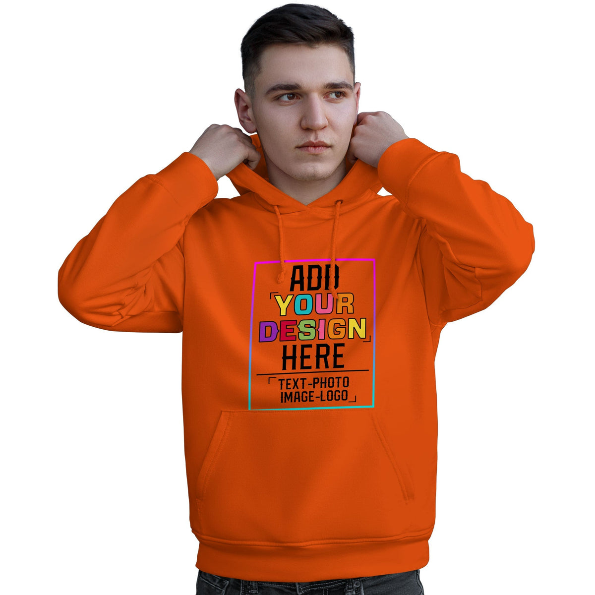 Custom Orange Personalized Rainbow Color Font Team Pullover Sweatshirt Hoodie| KXKSHOP